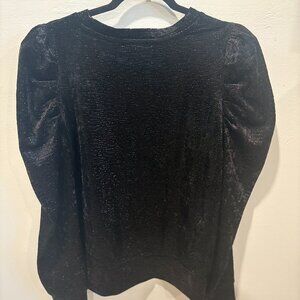 Express Velvet Sequin Crew neck Puff Sleeve Sweatshirt | Medium
